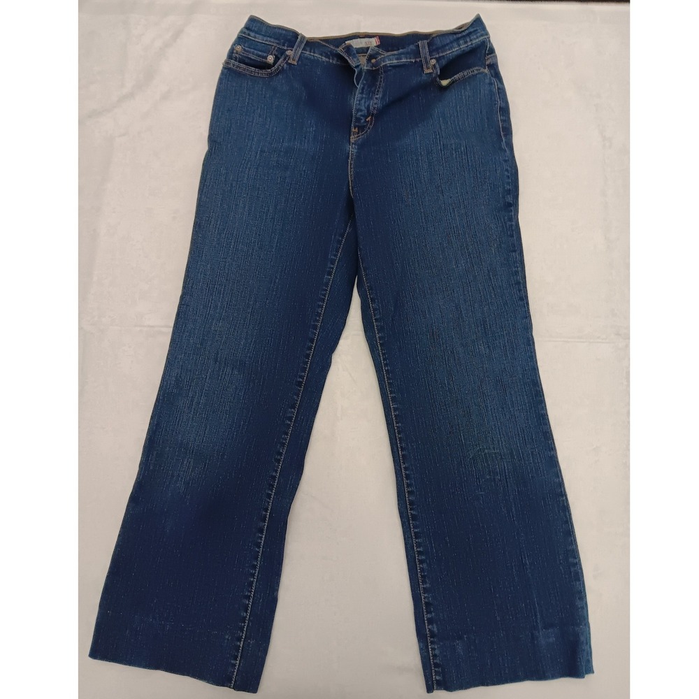 Levis Womens Straight Leg Jeans Dark Wash Blue Denim Mid Rise Size 32x28